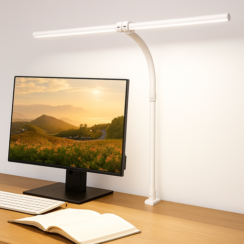 LAOPAO Lampe de bureau LED à double tête Lampes de bureau d'architecte EU/US Bureau 24W 5 modes de couleur les plus lumineux et 5 lampes de protection des yeux à intensité variable - vue 2 sur 10