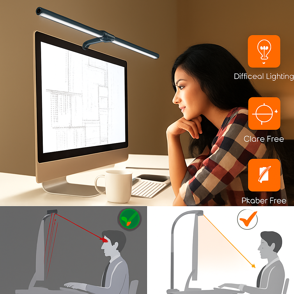 LAOPAO Lampe de bureau LED à double tête Lampes de bureau d'architecte EU/US Bureau 24W 5 modes de couleur les plus lumineux et 5 lampes de protection des yeux à intensité variable - vue 5 sur 10