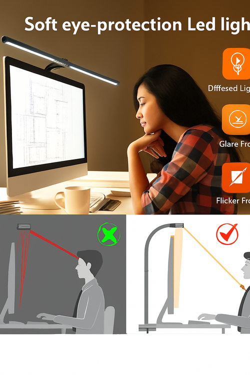 LAOPAO Lampe de bureau LED à double tête Lampes de bureau d'architecte EU/US Bureau 24W 5 modes de couleur les plus lumineux et 5 lampes de protection des yeux à intensité variable - vue 6 sur 10