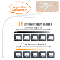 LAOPAO Lampe de bureau LED à double tête Lampes de bureau d'architecte EU/US Bureau 24W 5 modes de couleur les plus lumineux et 5 lampes de protection des yeux à intensité variable