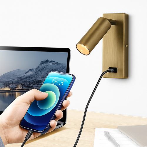 Led 3W applique avec interrupteur noir et blanc Bronze créatif avec USB applique avec pour chambre chevet - vue 3 sur 12