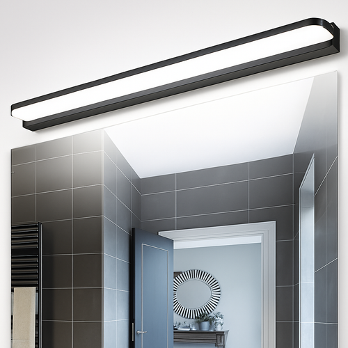 Led miroir lumière moderne salle de bain lampe appliques 42/62/72/120cm acier inoxydable AC85-265V noir blanc appliques LED apliques - vue 2 sur 9