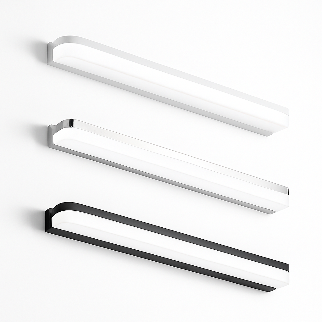 Led miroir lumière moderne salle de bain lampe appliques 42/62/72/120cm acier inoxydable AC85-265V noir blanc appliques LED apliques - vue 5 sur 9