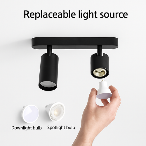 led projecteur spots monté surface piste plafonnier cob spot 2 têtes 3 têtes - vue 4 sur 9