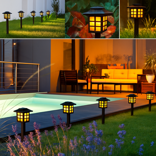 lot de lampes torches solaires décoratives pour jardin extérieur - vue 4 sur 8