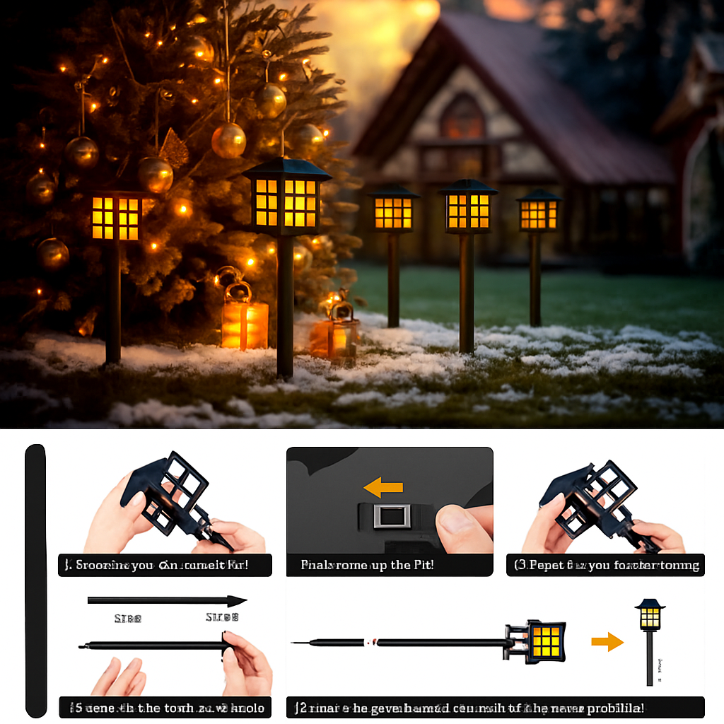 lot de lampes torches solaires décoratives pour jardin extérieur - vue 6 sur 8