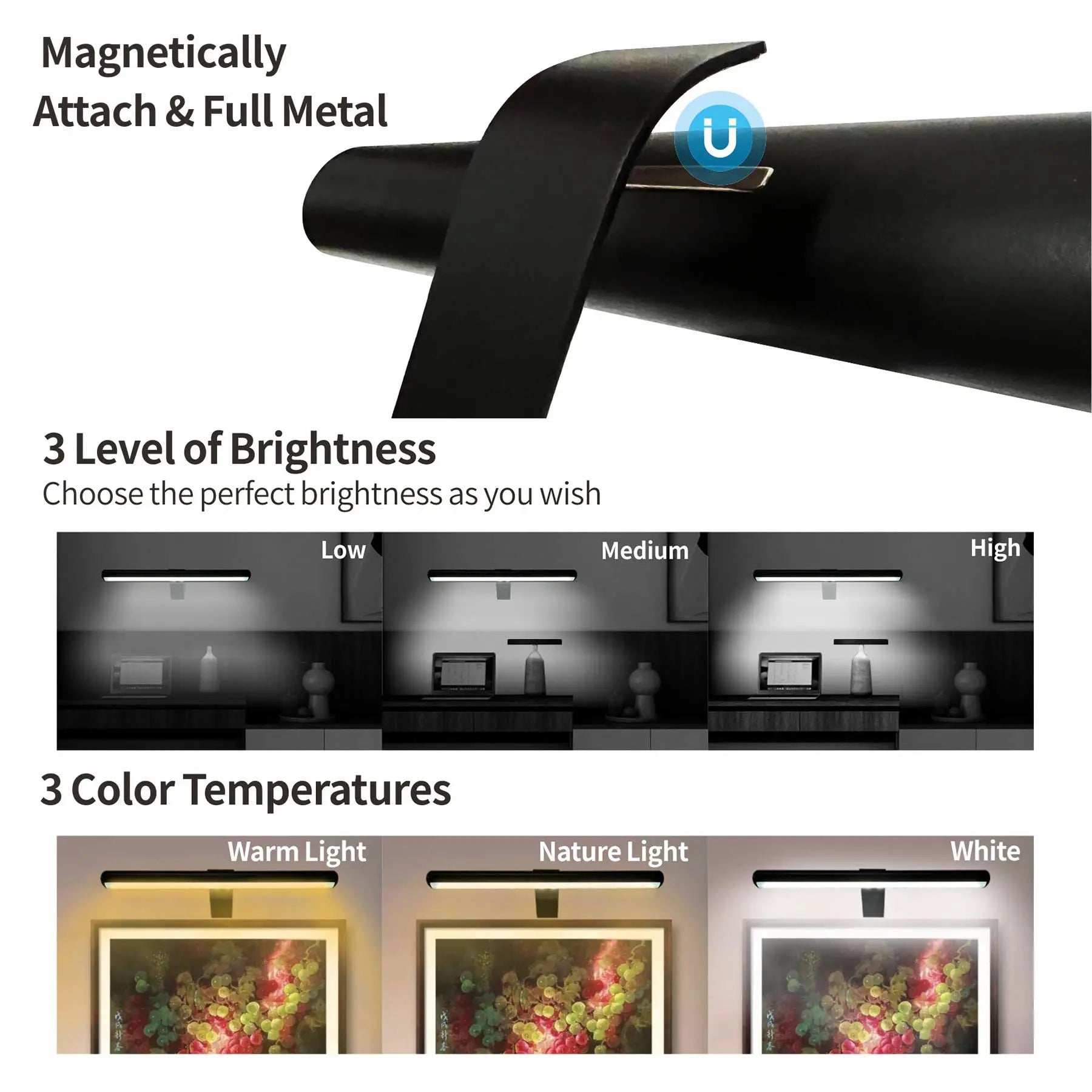 lumière murale led rechargeable pour peintures et jeu de fléchettes