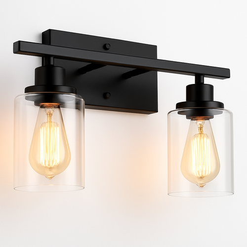 luminaire applique métal verre noir mate salle bains cuisine porche - vue 2 sur 10