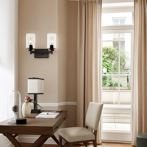 luminaire applique métal verre noir mate salle bains cuisine porche - vue 3 sur 10