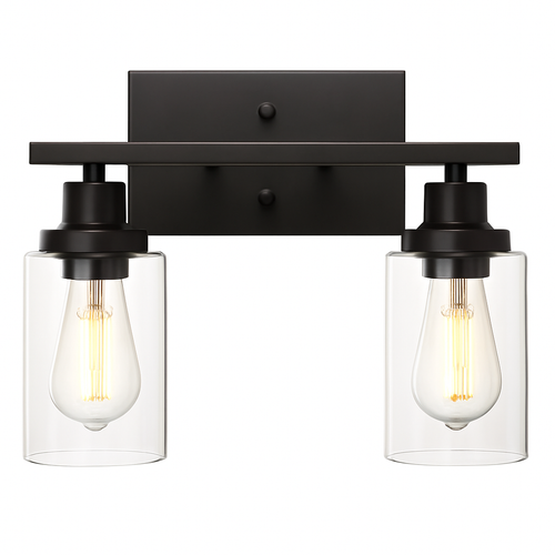 luminaire applique métal verre noir mate salle bains cuisine porche - vue 9 sur 10
