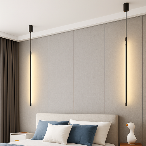 Luminaires suspendus LED modernes pour chambre à coucher chevet lecture lampe suspendue salon Bar café décor noir lustre plus long - vue 3 sur 14