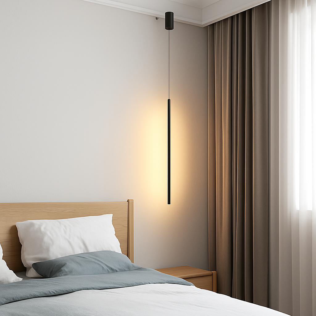 Luminaires suspendus LED modernes pour chambre à coucher chevet lecture lampe suspendue salon Bar café décor noir lustre plus long - vue 10 sur 14