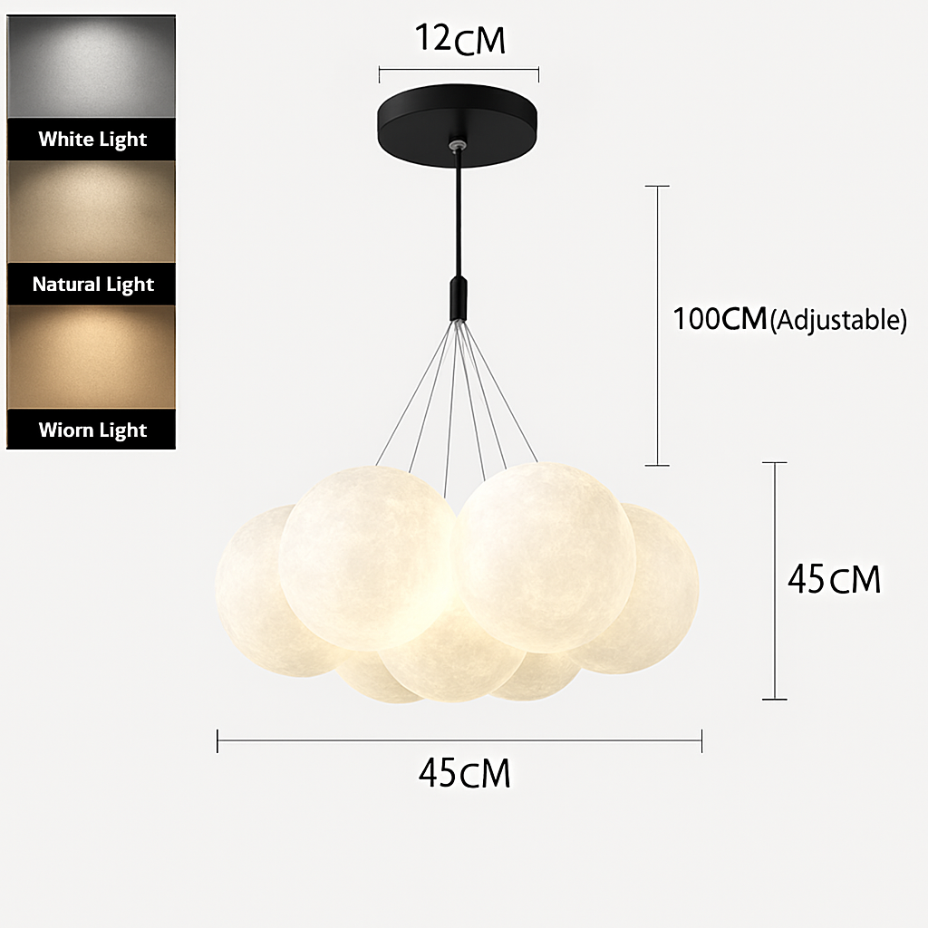 Lune Lustre Lampes Bulle Lustre Lumière pour Salon Chambre D'enfant Chambre Lampes Suspendues Or Noir G9 Ampoule AC220V - vue 11 sur 24