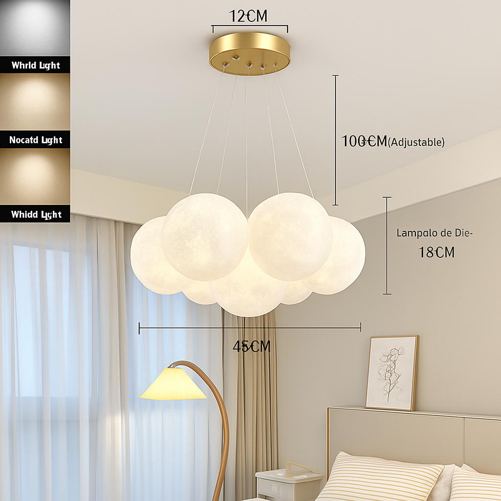 Lune Lustre Lampes Bulle Lustre Lumière pour Salon Chambre D'enfant Chambre Lampes Suspendues Or Noir G9 Ampoule AC220V - vue 19 sur 24