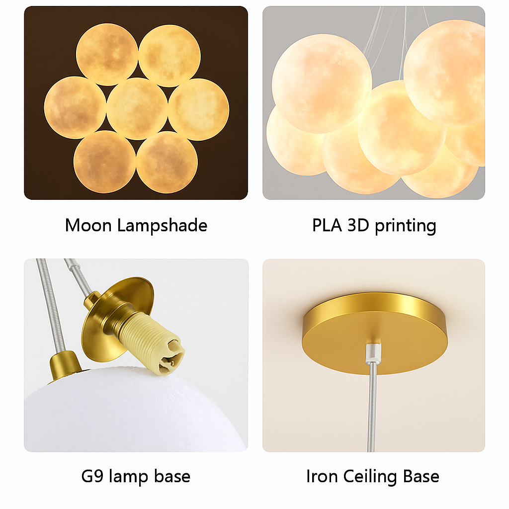 Lune Lustre Lampes Bulle Lustre Lumière pour Salon Chambre D'enfant Chambre Lampes Suspendues Or Noir G9 Ampoule AC220V - vue 4 sur 24