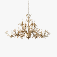 lustre américain en fer forgé avec cristal vintage en branches dorées