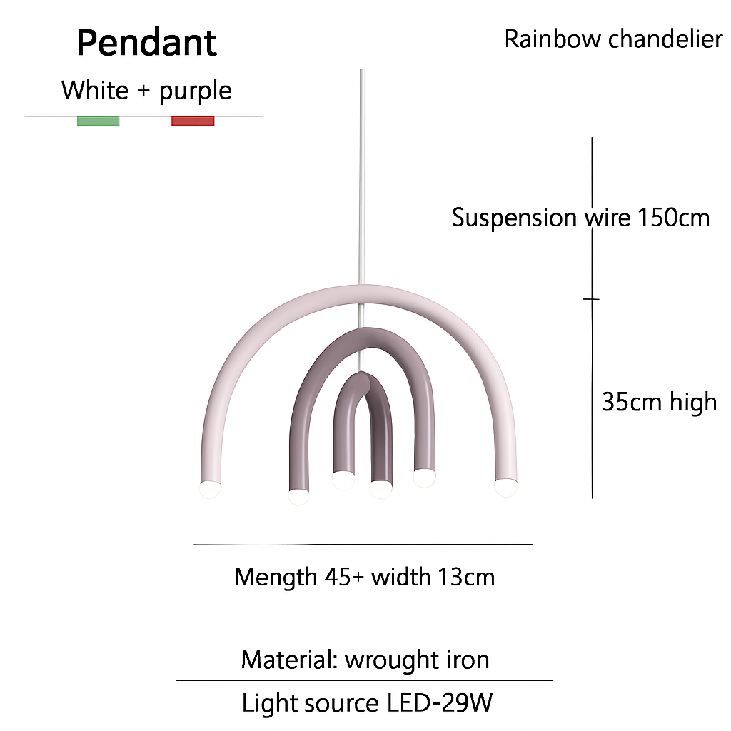 Lustre arc-en-ciel de styliste italien en forme de U