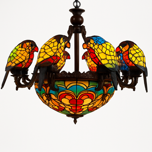 lustre art déco design tiffany parrot pour un éclairage élégant - vue 15 sur 25