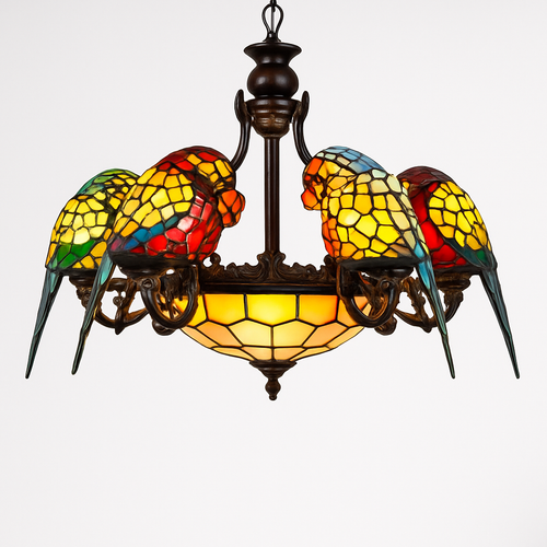 lustre art déco design tiffany parrot pour un éclairage élégant - vue 14 sur 25