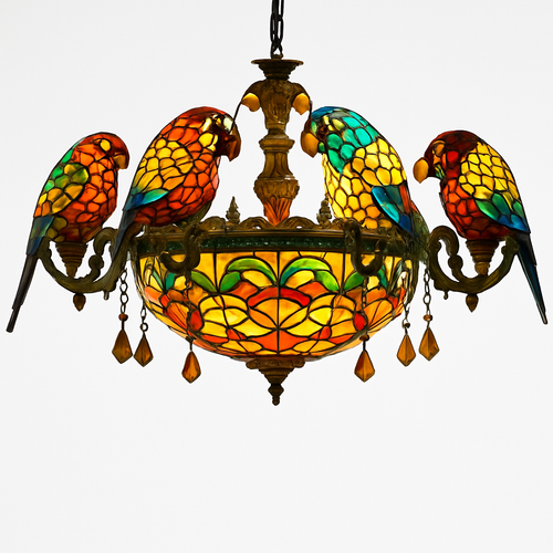 lustre art déco design tiffany parrot pour un éclairage élégant - vue 2 sur 25