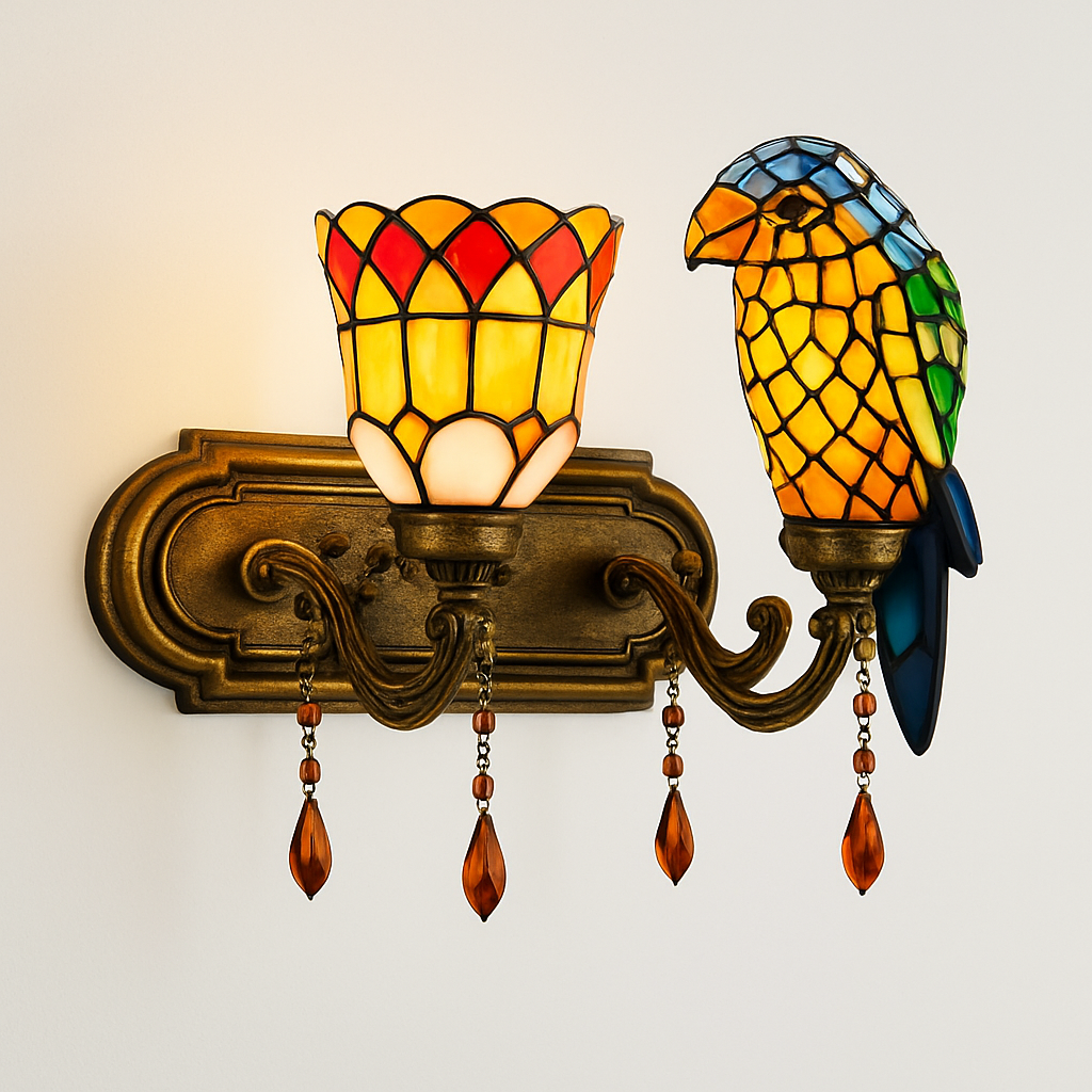 lustre art déco design tiffany parrot pour un éclairage élégant - vue 17 sur 25