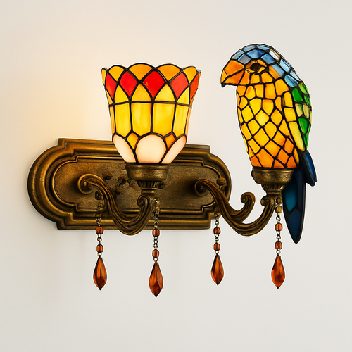 lustre art déco design tiffany parrot pour un éclairage élégant - vue 18 sur 25