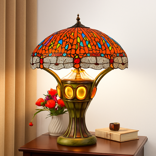 lustre art déco design tiffany parrot pour un éclairage élégant - vue 19 sur 25