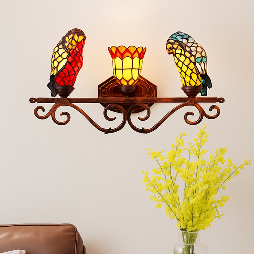 lustre art déco design tiffany parrot pour un éclairage élégant - vue 20 sur 25