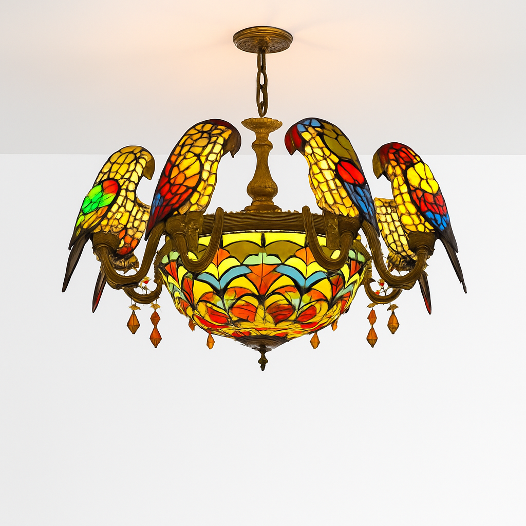 lustre art déco design tiffany parrot pour un éclairage élégant - vue 3 sur 25