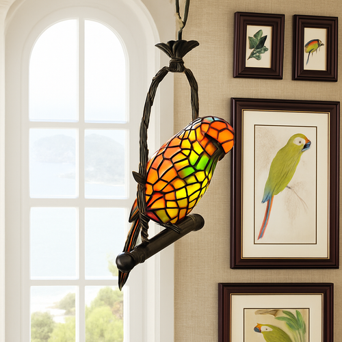 lustre art déco design tiffany parrot pour un éclairage élégant - vue 22 sur 25