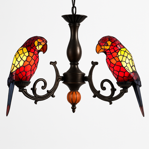 lustre art déco design tiffany parrot pour un éclairage élégant - vue 23 sur 25