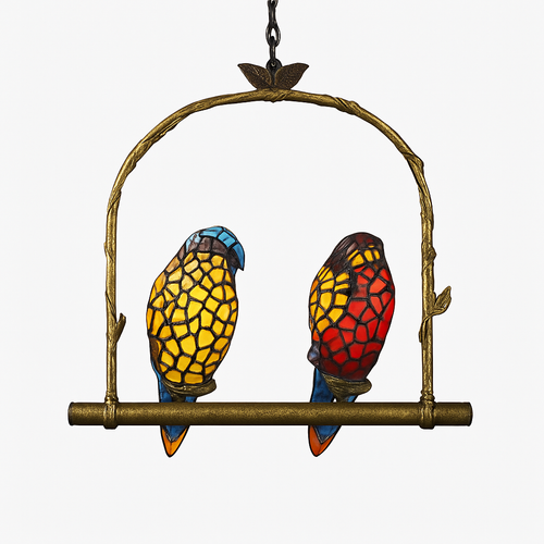 lustre art déco design tiffany parrot pour un éclairage élégant - vue 24 sur 25