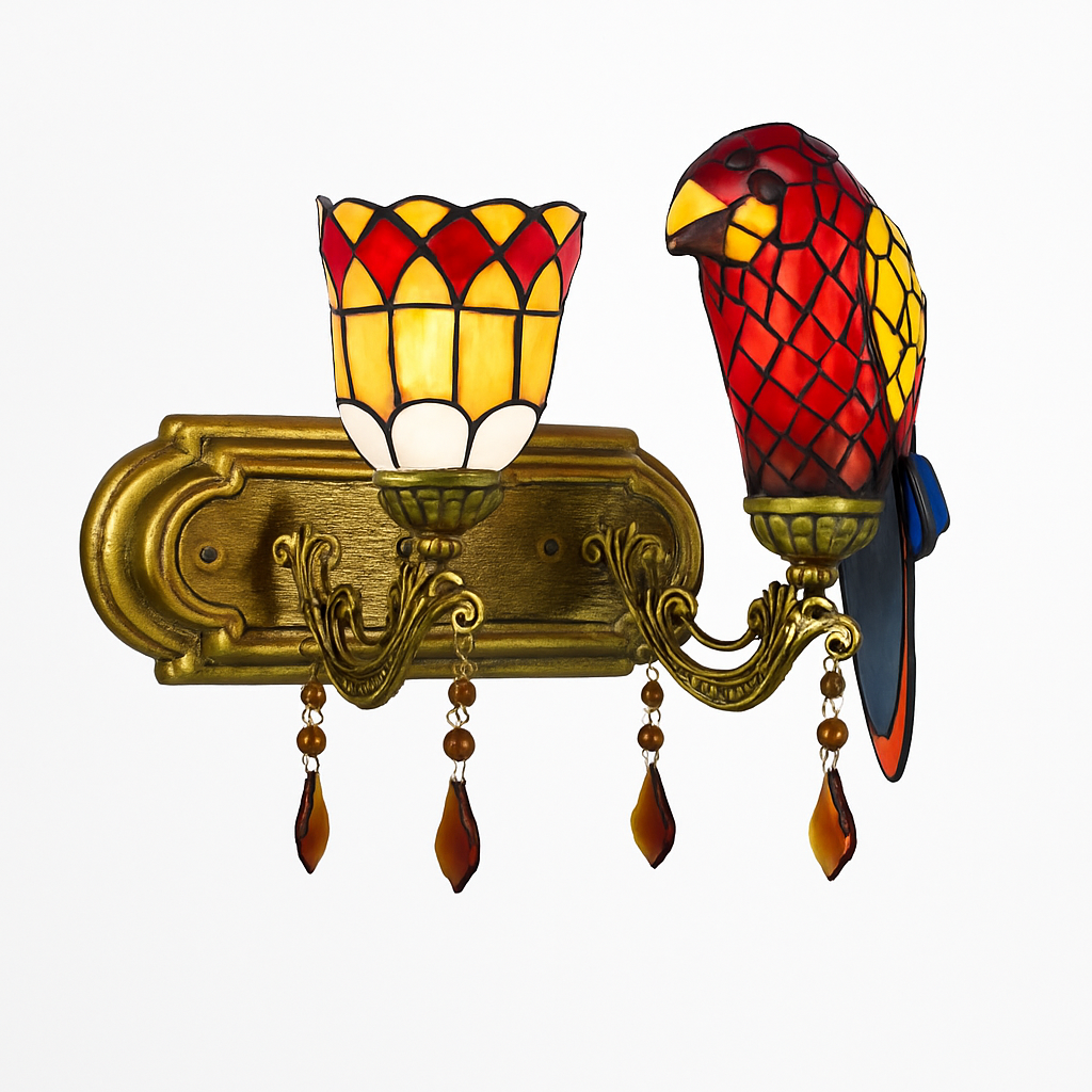 lustre art déco design tiffany parrot pour un éclairage élégant - vue 6 sur 25