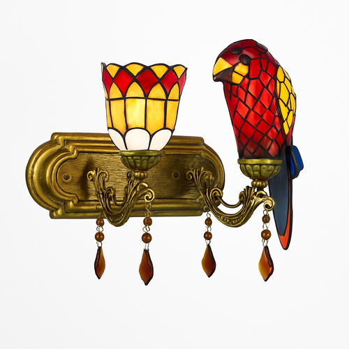 lustre art déco design tiffany parrot pour un éclairage élégant - vue 7 sur 25