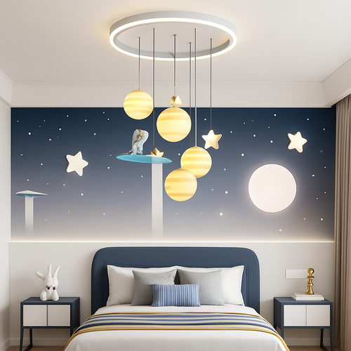 lustre astronautes lumineux pour chambre d'enfant design moderne - vue 4 sur 10