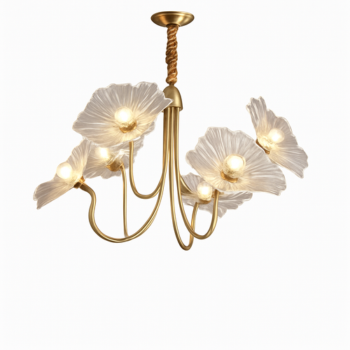 Lustre avec fleurs en verre déco nordique moderne - vue 2 sur 14