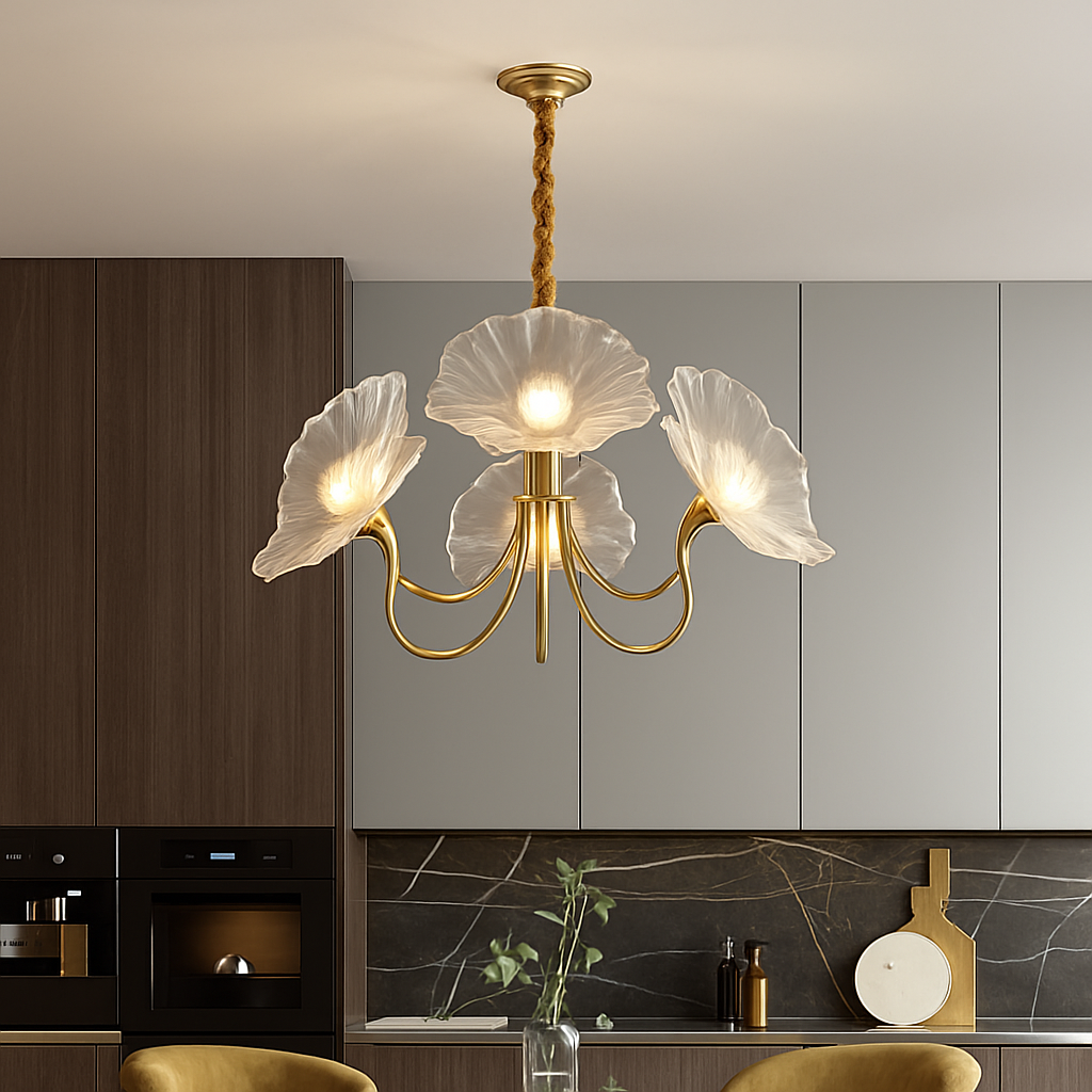 Lustre avec fleurs en verre déco nordique moderne - vue 3 sur 14