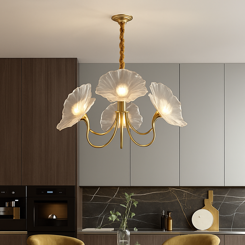 Lustre avec fleurs en verre déco nordique moderne - vue 4 sur 14
