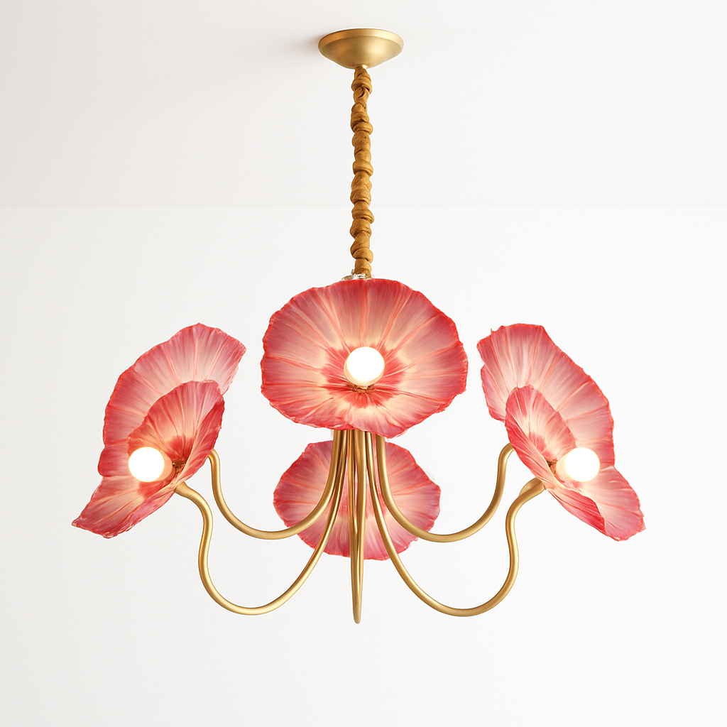 Lustre avec fleurs en verre déco nordique moderne - vue 4 sur 14