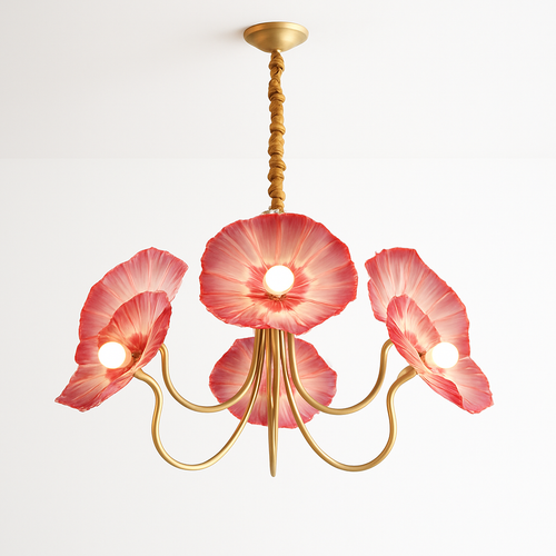 Lustre avec fleurs en verre déco nordique moderne - vue 5 sur 14