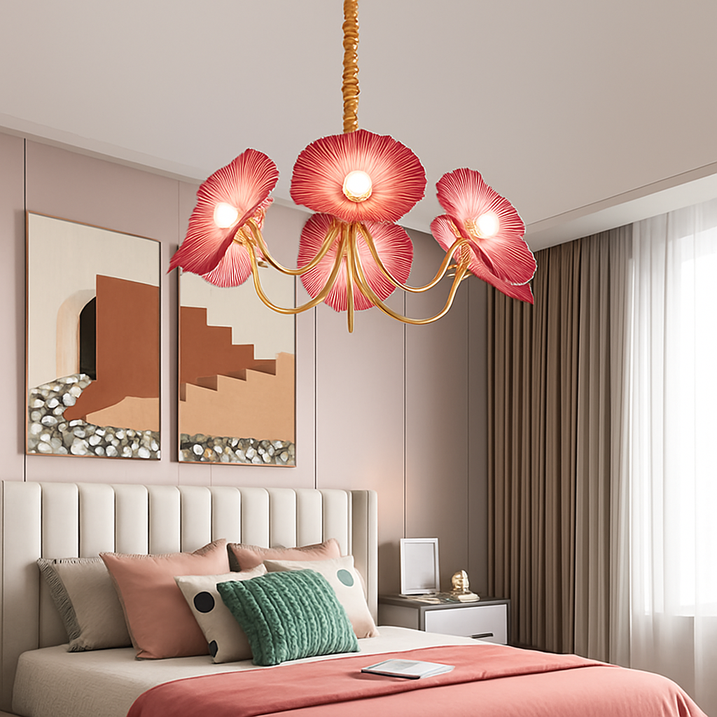 Lustre avec fleurs en verre déco nordique moderne - vue 5 sur 14