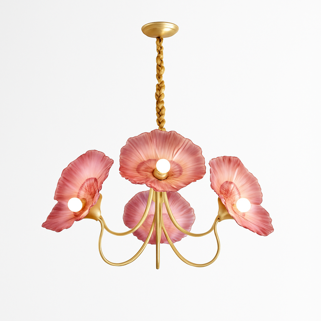Lustre avec fleurs en verre déco nordique moderne - vue 6 sur 14