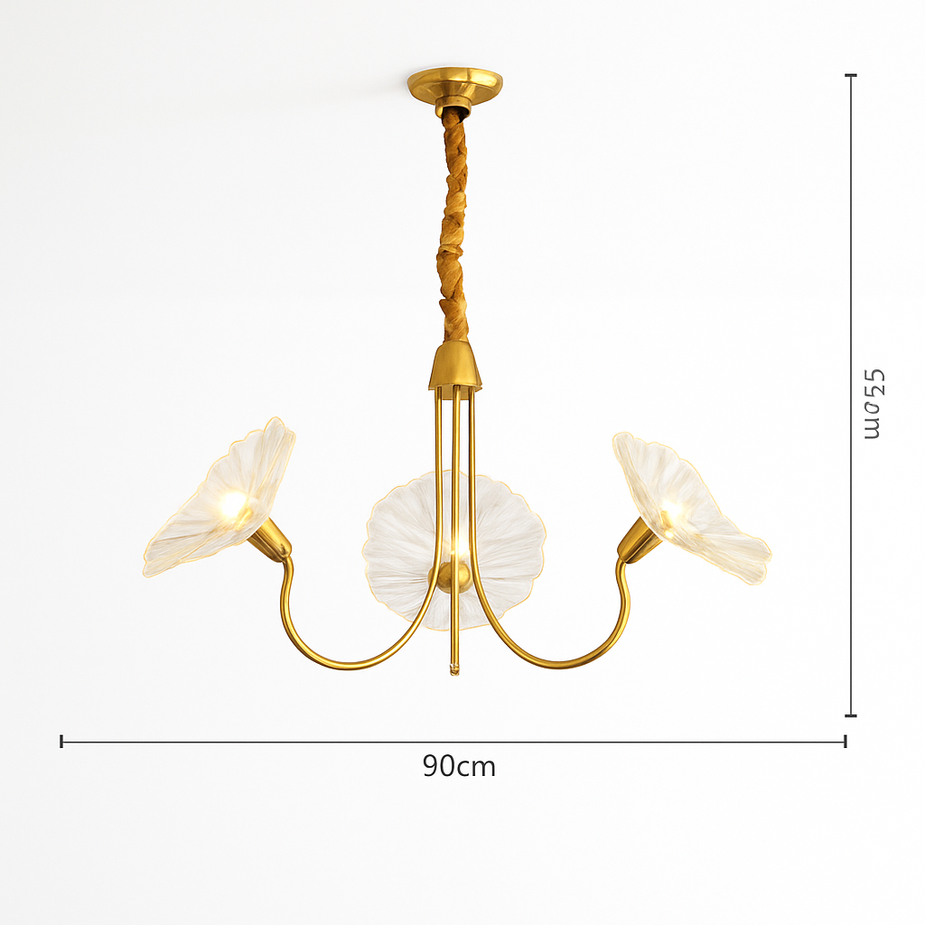Lustre avec fleurs en verre déco nordique moderne