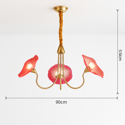 Lustre avec fleurs en verre déco nordique moderne - vue 9 sur 14
