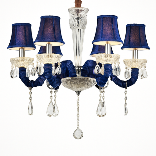 Lustre baroque à LED avec abat-jour en verre cristal et tissu Royal - vue 3 sur 9
