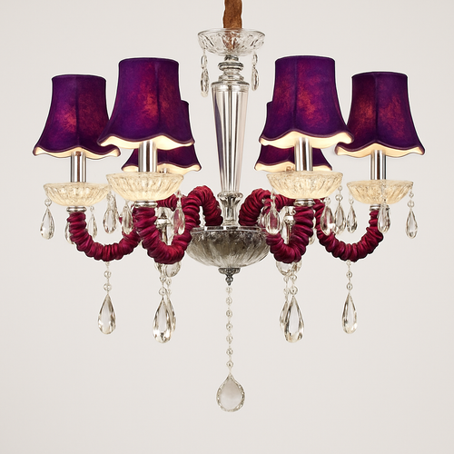 Lustre baroque à LED avec abat-jour en verre cristal et tissu Royal - vue 9 sur 9