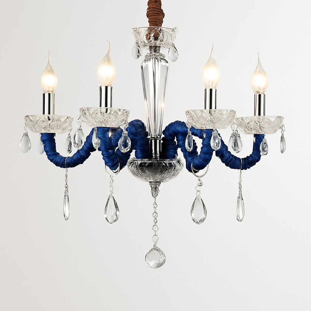 Lustre baroque à LED avec abat-jour en verre cristal et tissu Royal - vue 9 sur 9