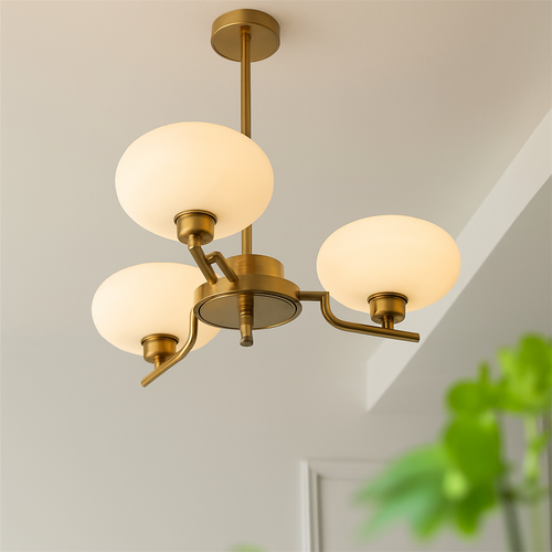 lustre bauhaus abat-jour en verre design art déco moderne - vue 3 sur 13