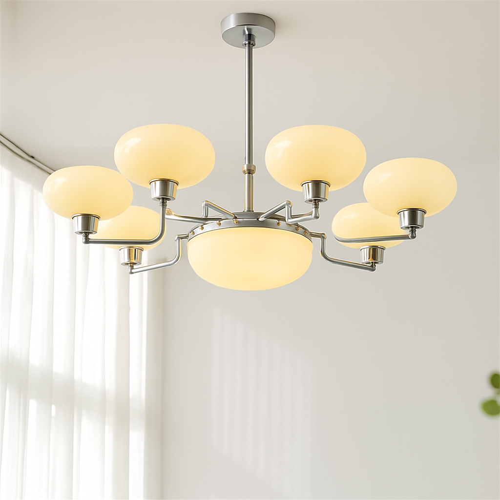 lustre bauhaus abat-jour en verre design art déco moderne - vue 4 sur 13