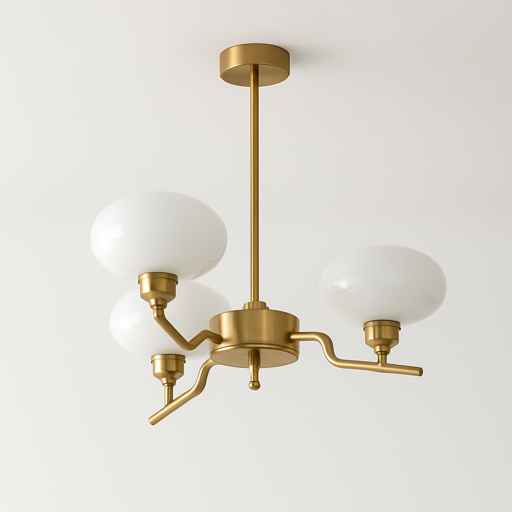 lustre bauhaus abat-jour en verre design art déco moderne - vue 10 sur 13